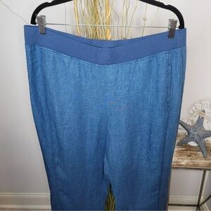 J. Jill Indigo Linen Pants Pockets Women's Large Indigo color Summer